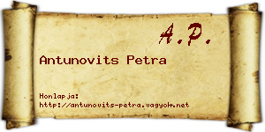 Antunovits Petra névjegykártya