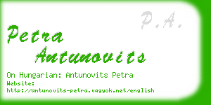 petra antunovits business card